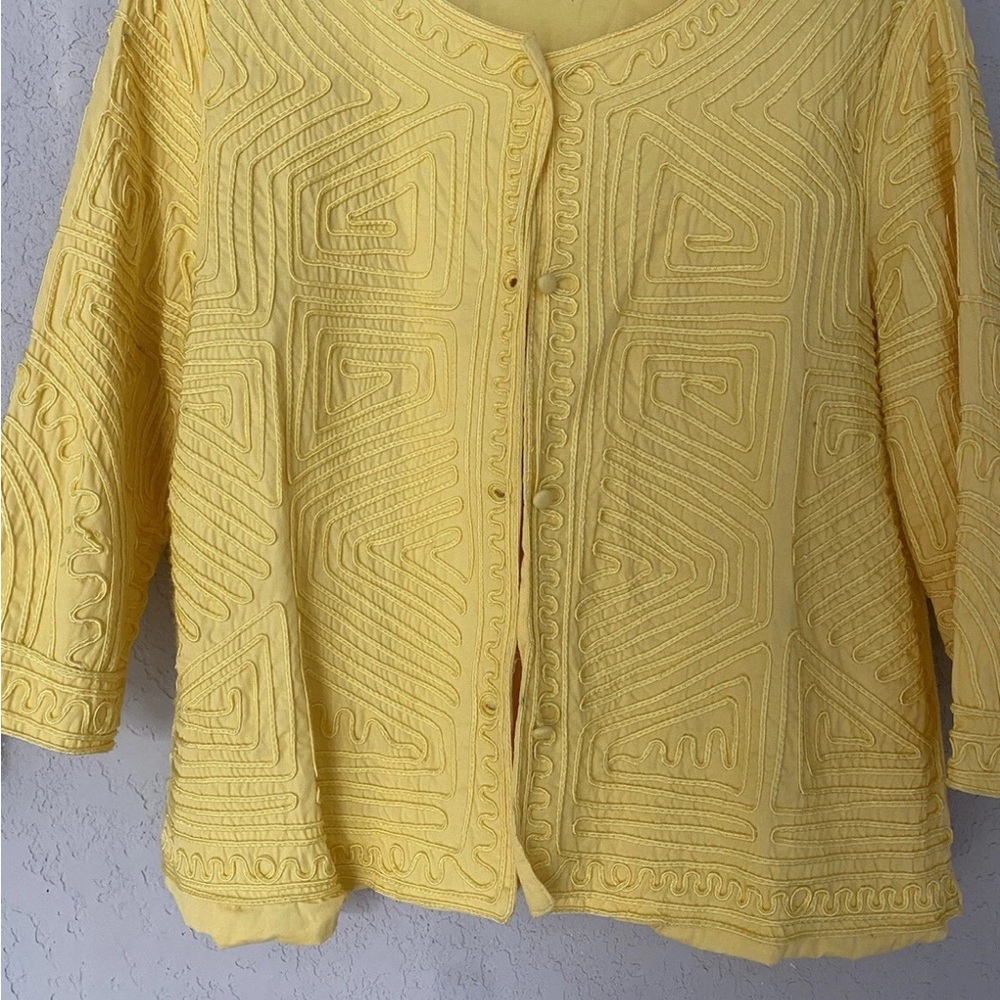 Rebecca Malone Yellow Textured Blazer